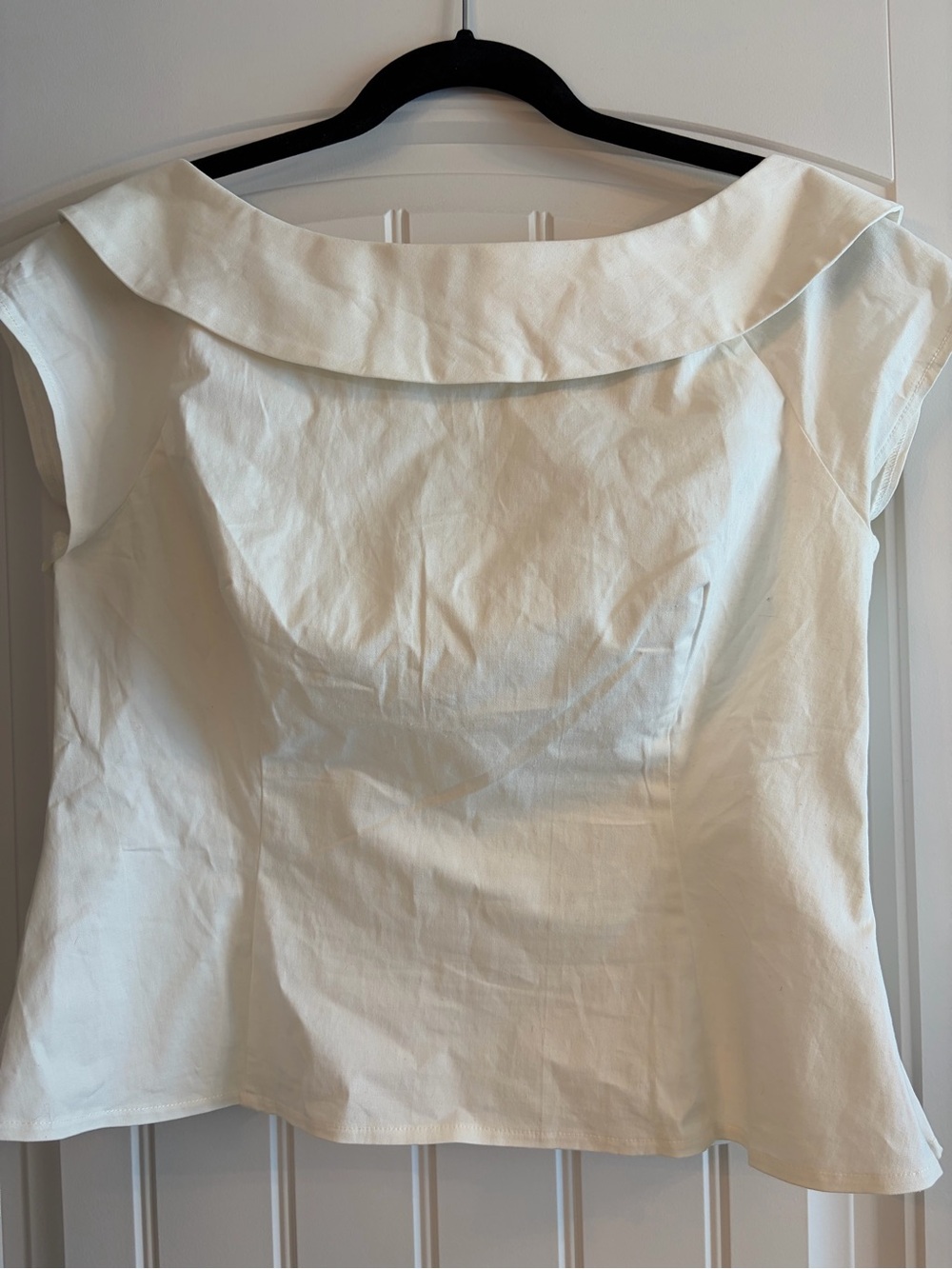 Modcloth Cream Sailor Collar Cap Sleeve Blouse - Picture 2 of 3